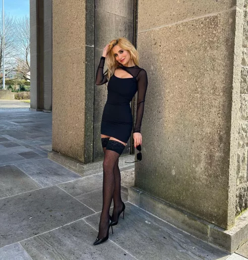 Short dress and thigh highs..