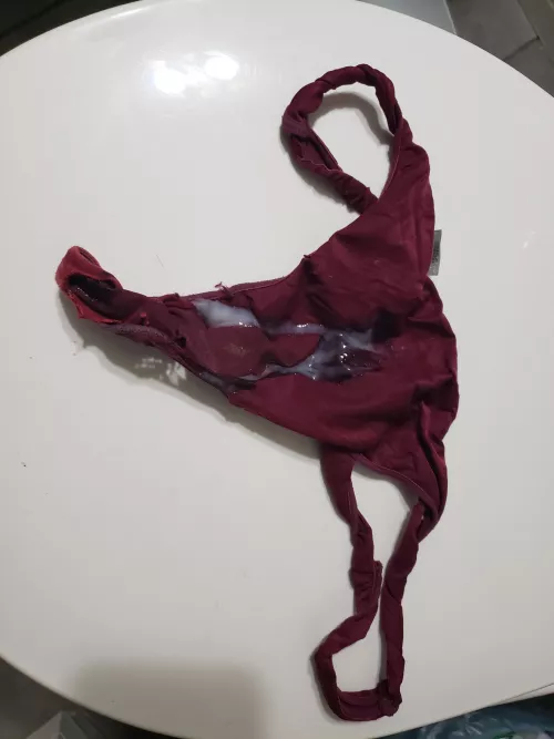 Shot a big load into my wife's dirty thong.