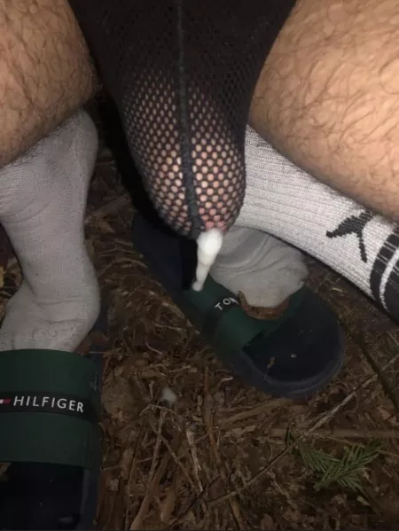 Shot my load in my jock on the side of the trail