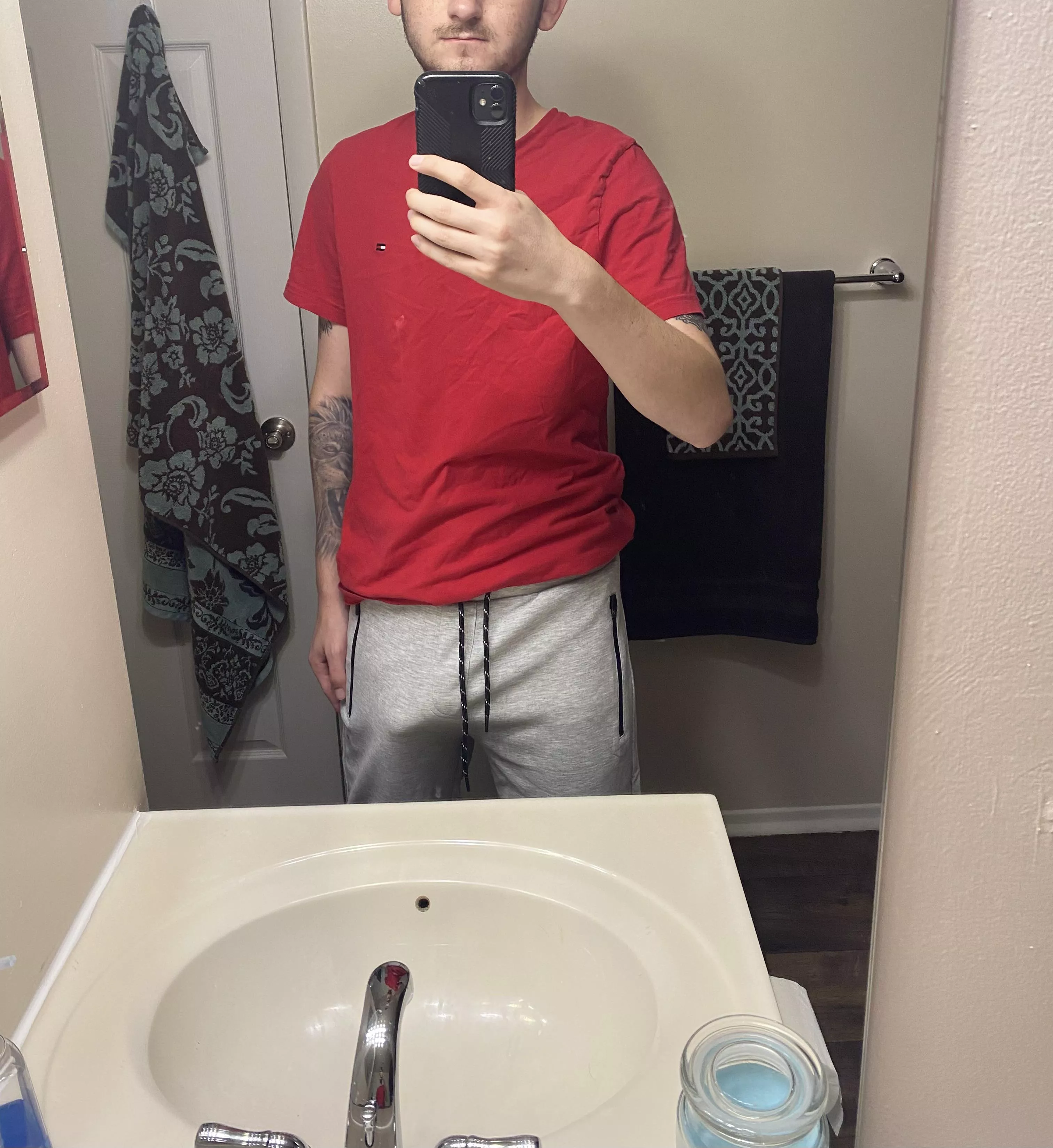 Should I return my sweatpants since my bulge sticks out too much?