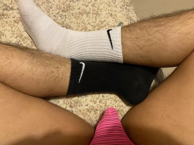 Should I wear white or black socks with a pink thong?