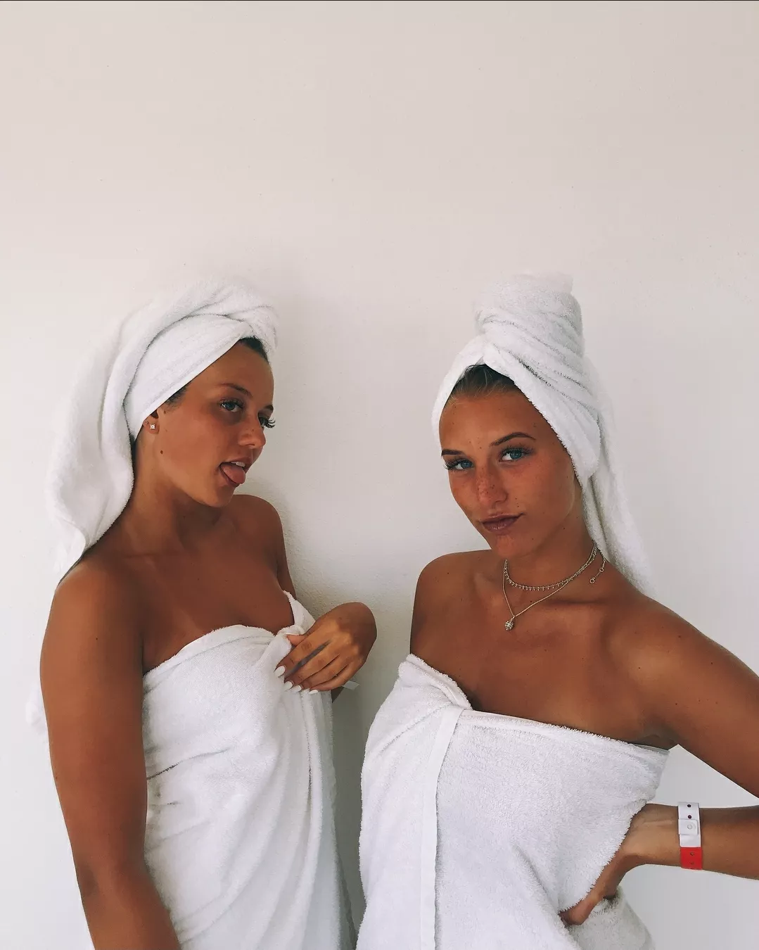 Showering together after a swim