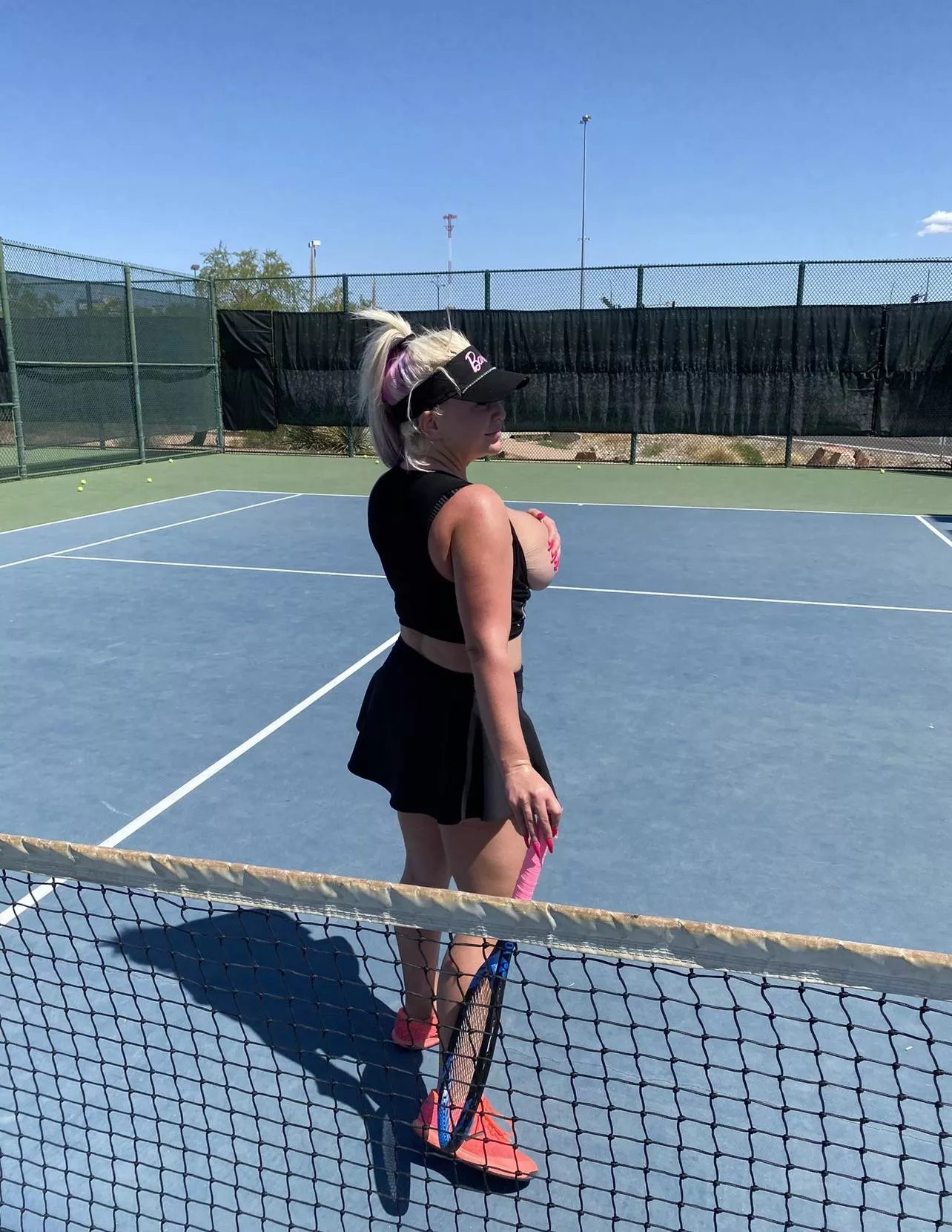 Showing the guys on the other court my huge tits Showing the guys on the other court my huge tits