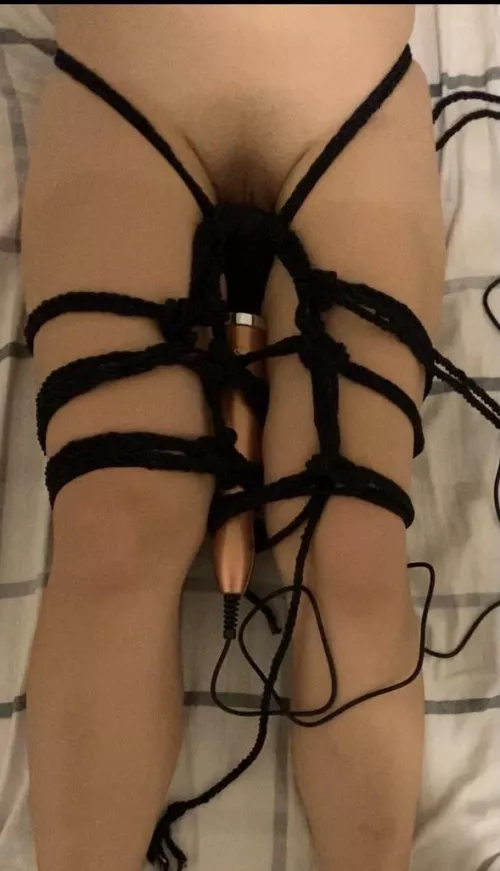 Simple harness and leg tie for forced orgasms