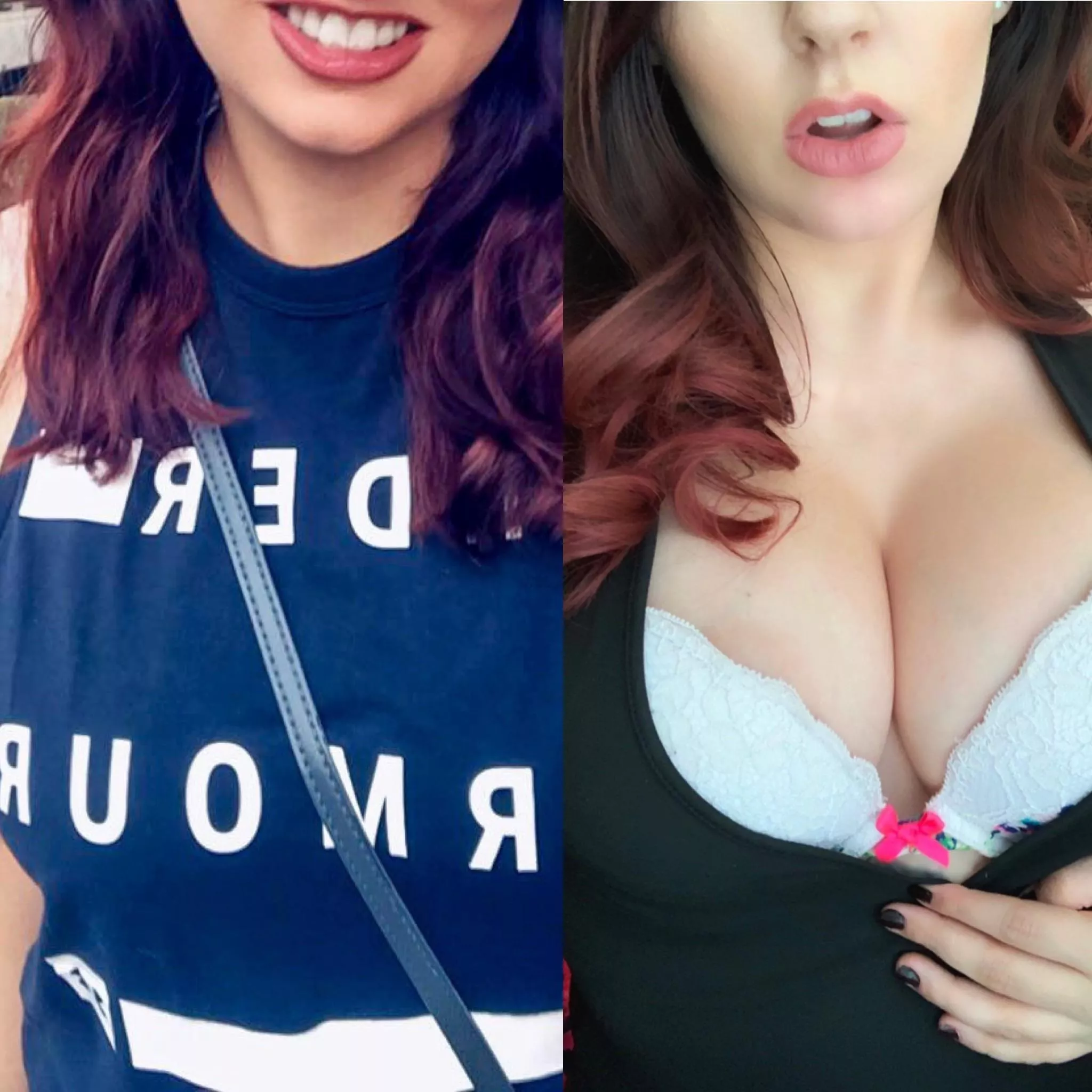 Since startnig my bimbo journey. From sports bras to push up bras! Love showing off, anyone have suggestions for improving further?