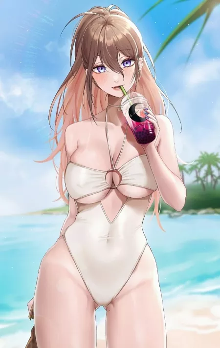 Sippin on a Drink at the Beach [Artist's Original]