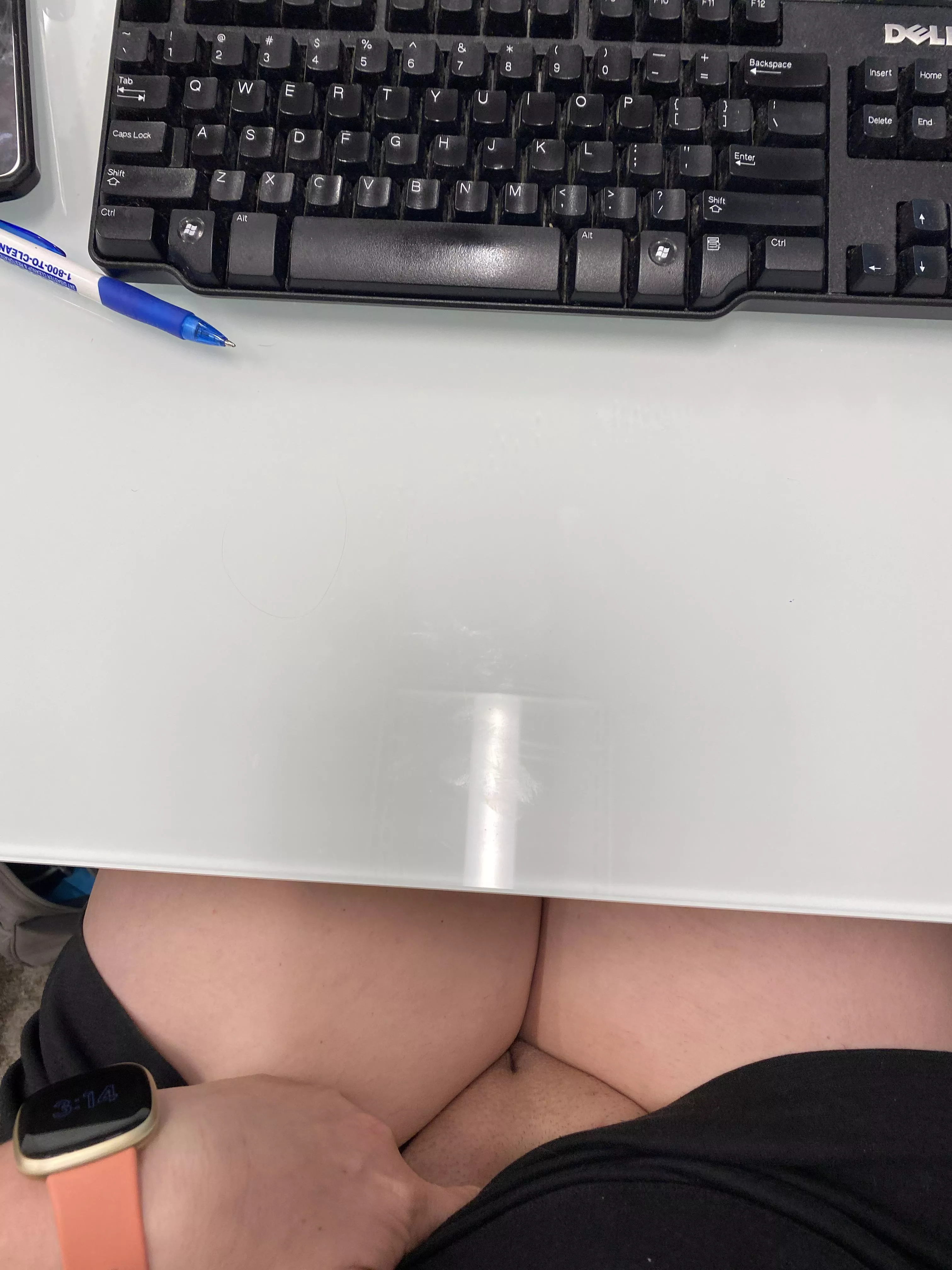 Sitting at my desk…hope I get a visitor soon! (NSFW) Sitting at my desk…hope I get a visitor soon! (NSFW)