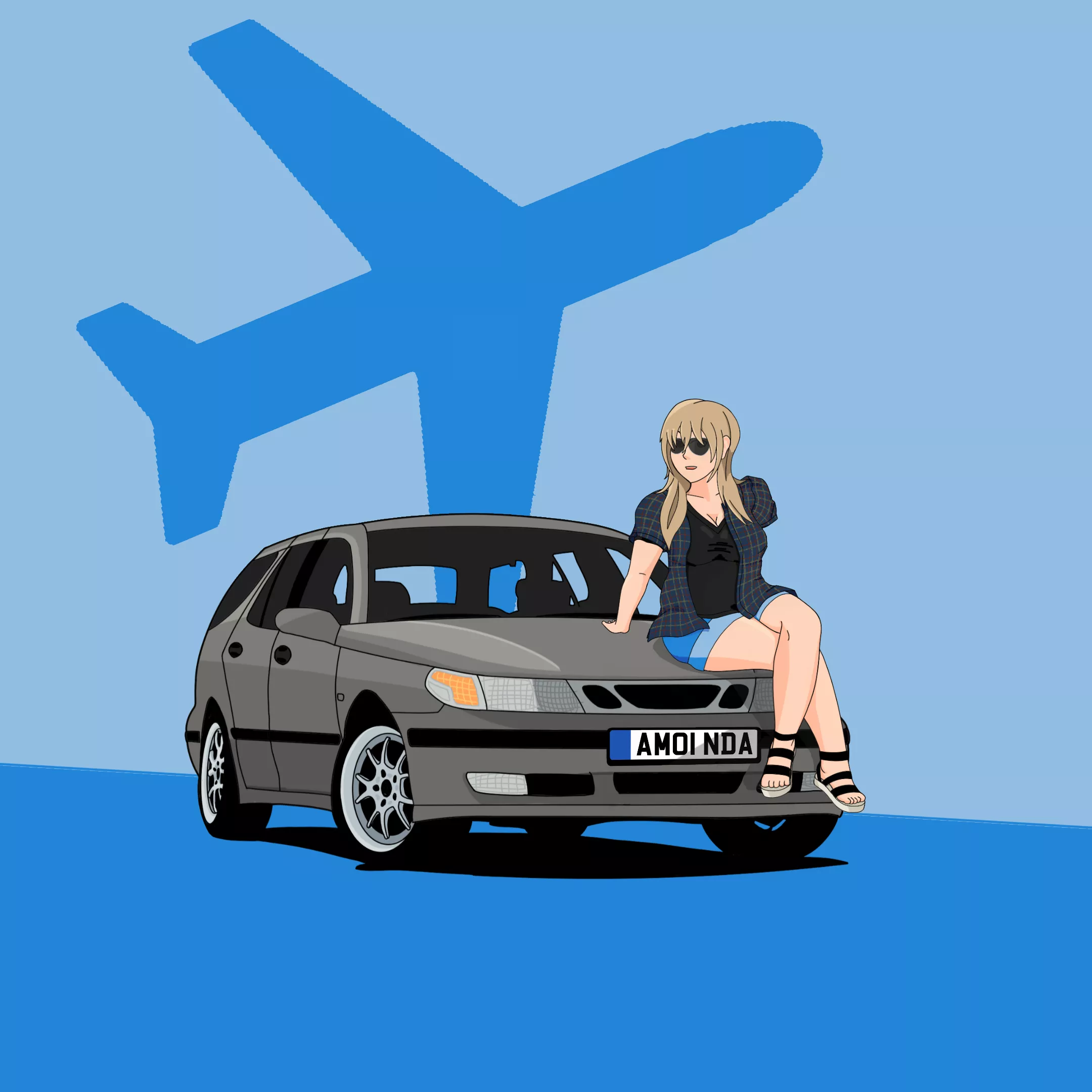 Sitting on the hood [Original]