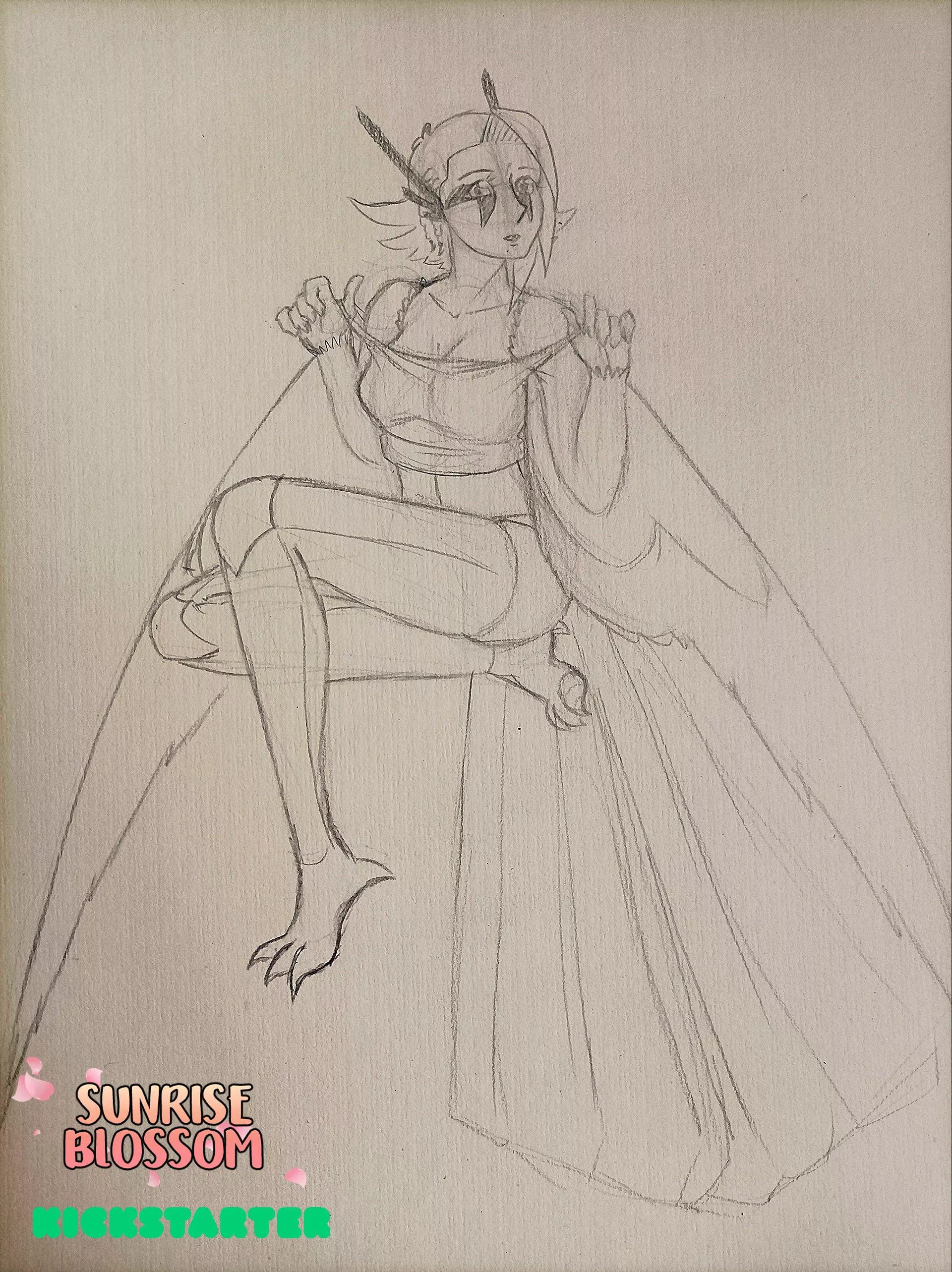 Sketch I'll ink and paint tonight live on twitch!!! ~ NinaDaisyAberlein on twitch, links in the comments!