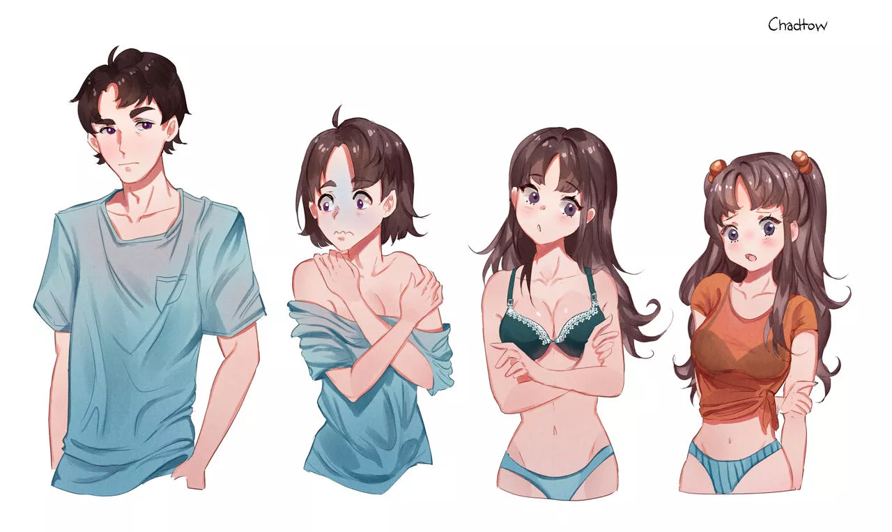 Slouchy to Cutie by Chadtow (MTF/TG)