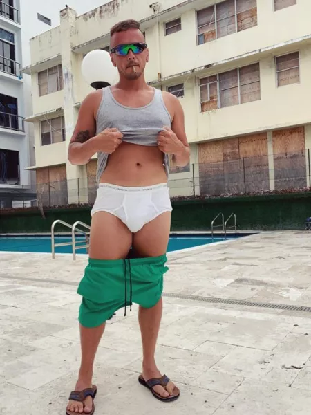 Smoking a joint by the pool 😎