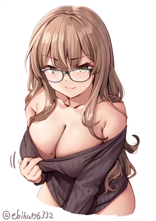 Smug glasses waifu