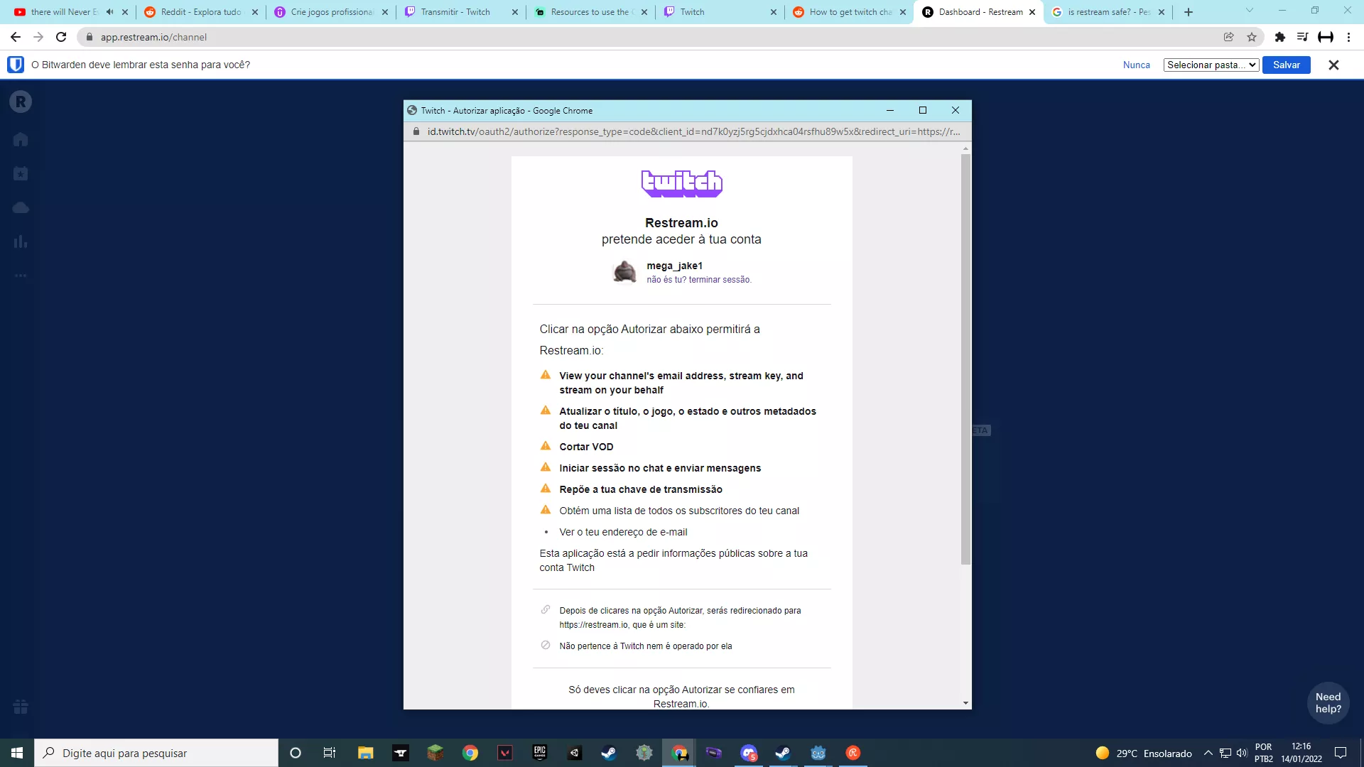 So I am trying to see my chat while streaming, so I tried using Restream, but those term of service sound kinda like they are going to steal my twitch account. I am being paranoiac or it is really a scam?