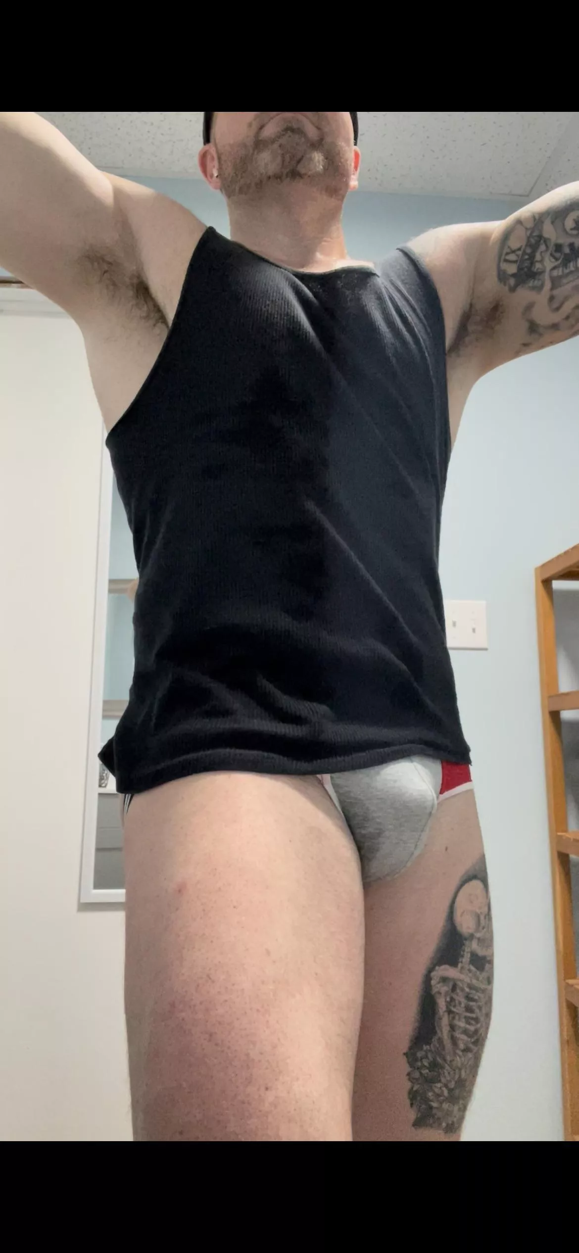 Soaked after workout.