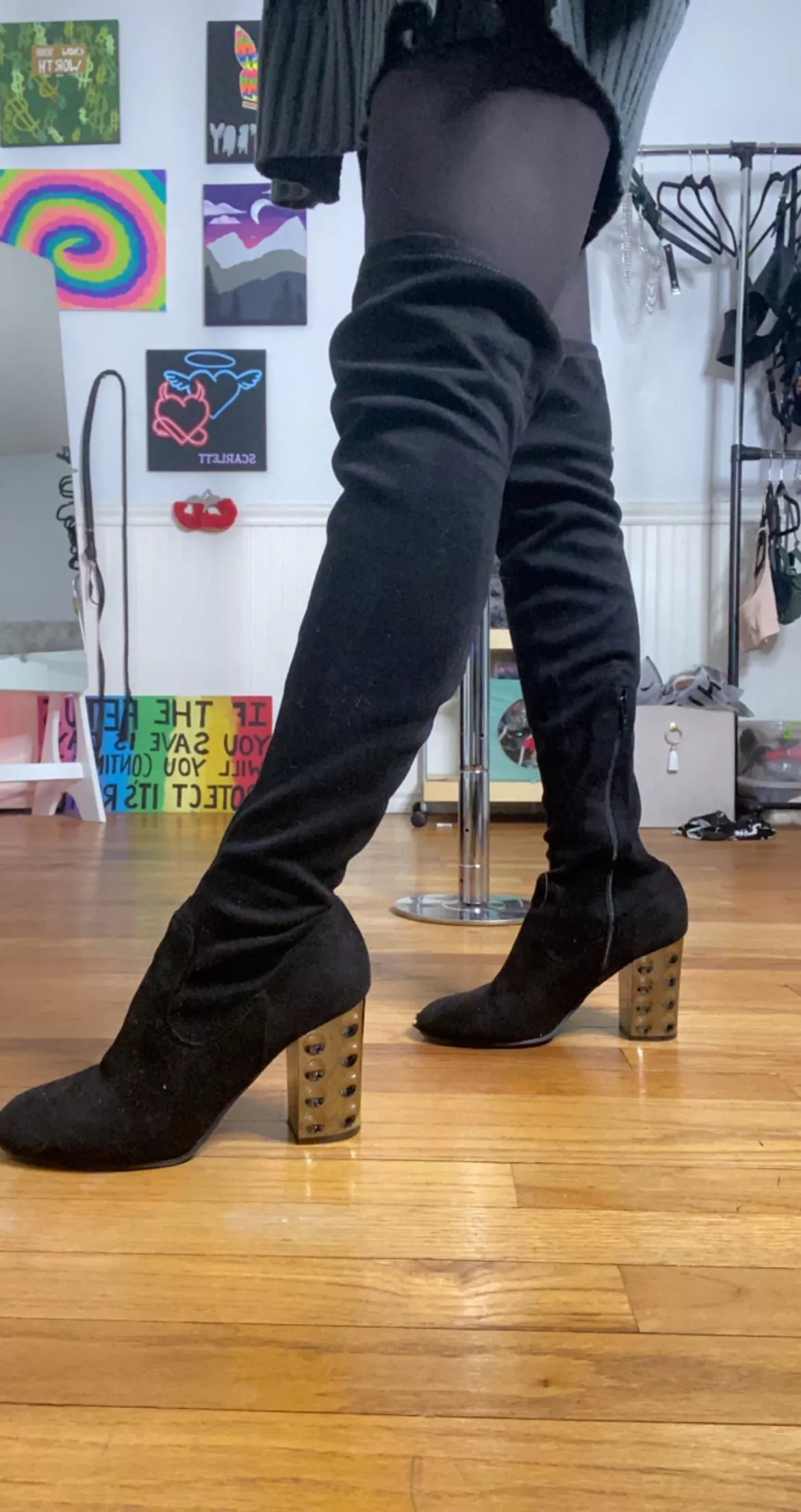 Soft suede thigh high boots for the win dontcha think? Soft suede thigh high boots for the win dontcha think?