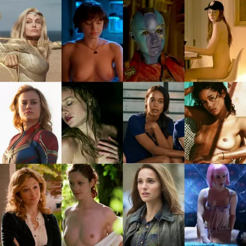 Some fine ladies of the MCU - Part 2 (On/Off) [From Left to Right - Angelina Jolie, Karen Gillan, Bria Larson, Laura Harrier, Judy Greer, Natalie Portman]