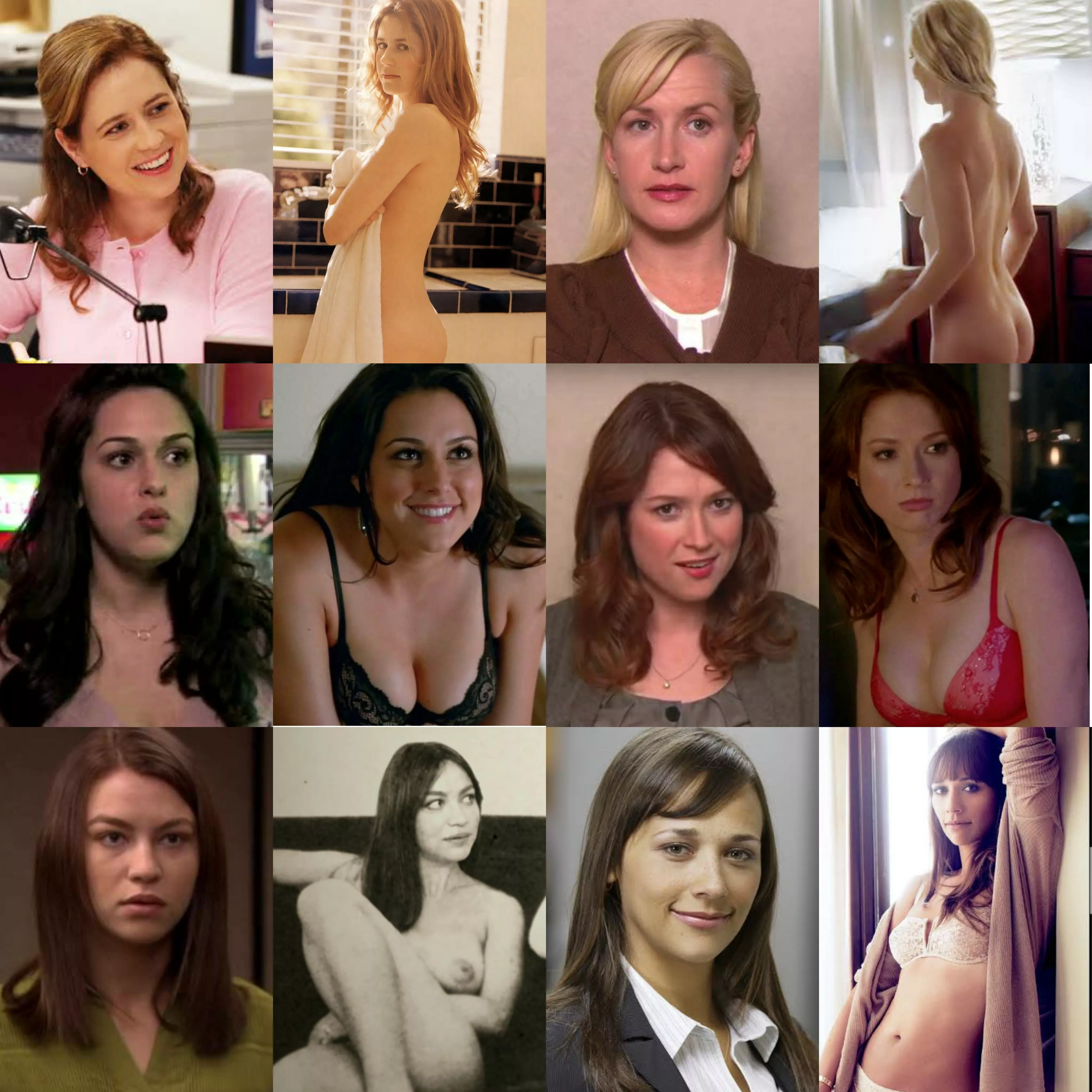 Some fine ladies of The Office (On/Off) [From Left to Right - Jenna Fischer, Angela Kinsey, Kelen Coleman, Ellie Kemper, Elvy Yost, Rashida Jones]