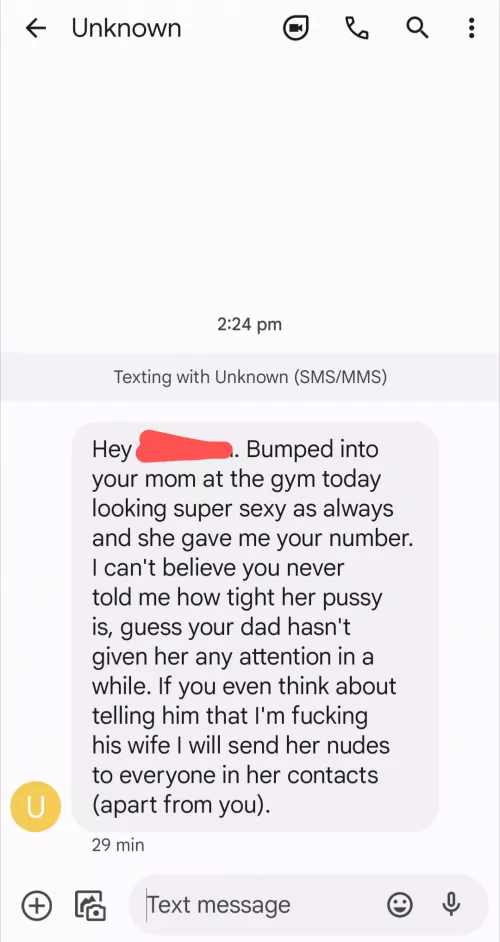 Some one sent me this earlier today. I have no idea who it is but they know my name and I know my mom went to the gym this morning. Do you think they actually did it?