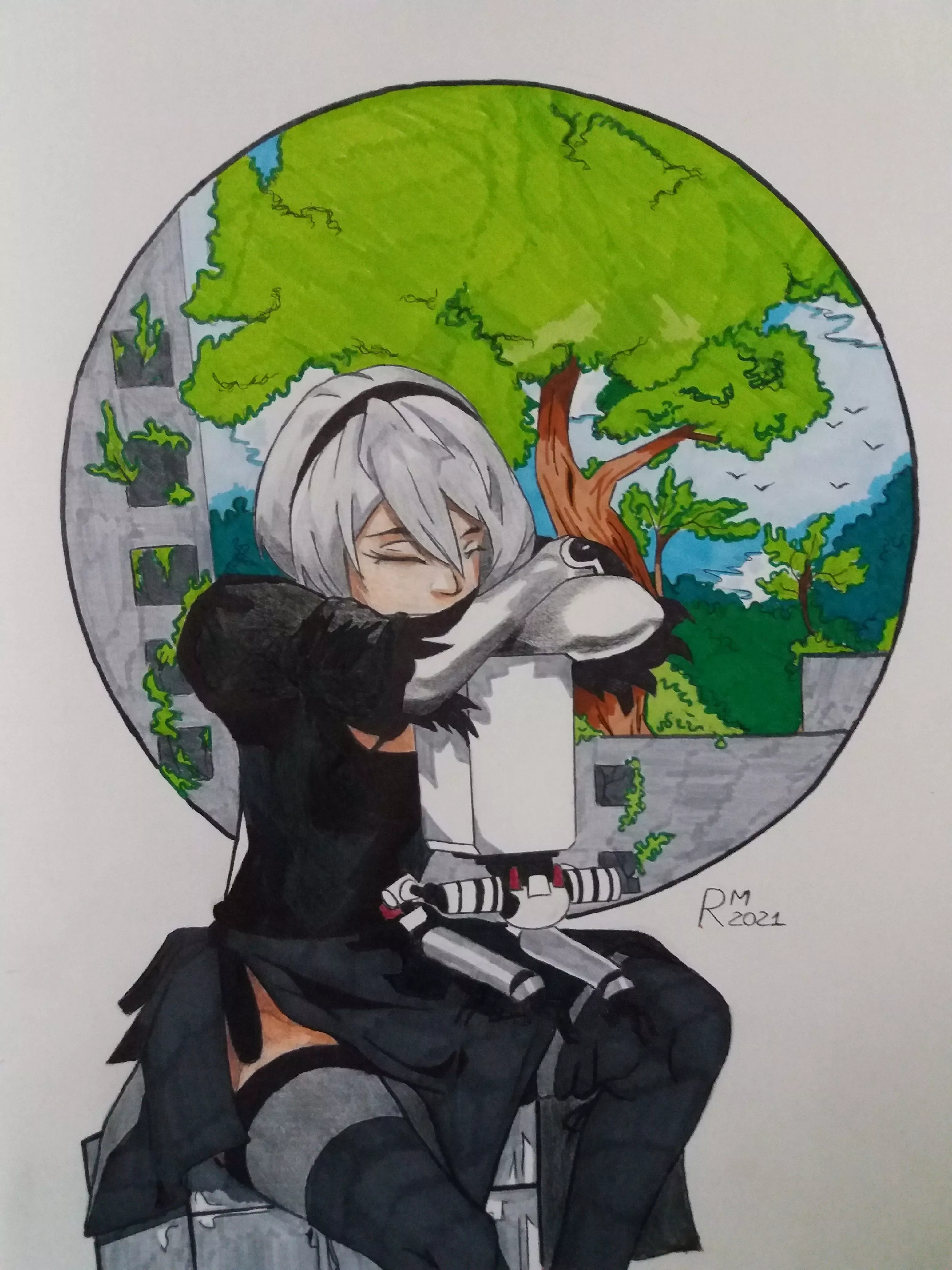 Some weeks ago i did this 2b's fanart, pretty long but satisfieing. What do you think?