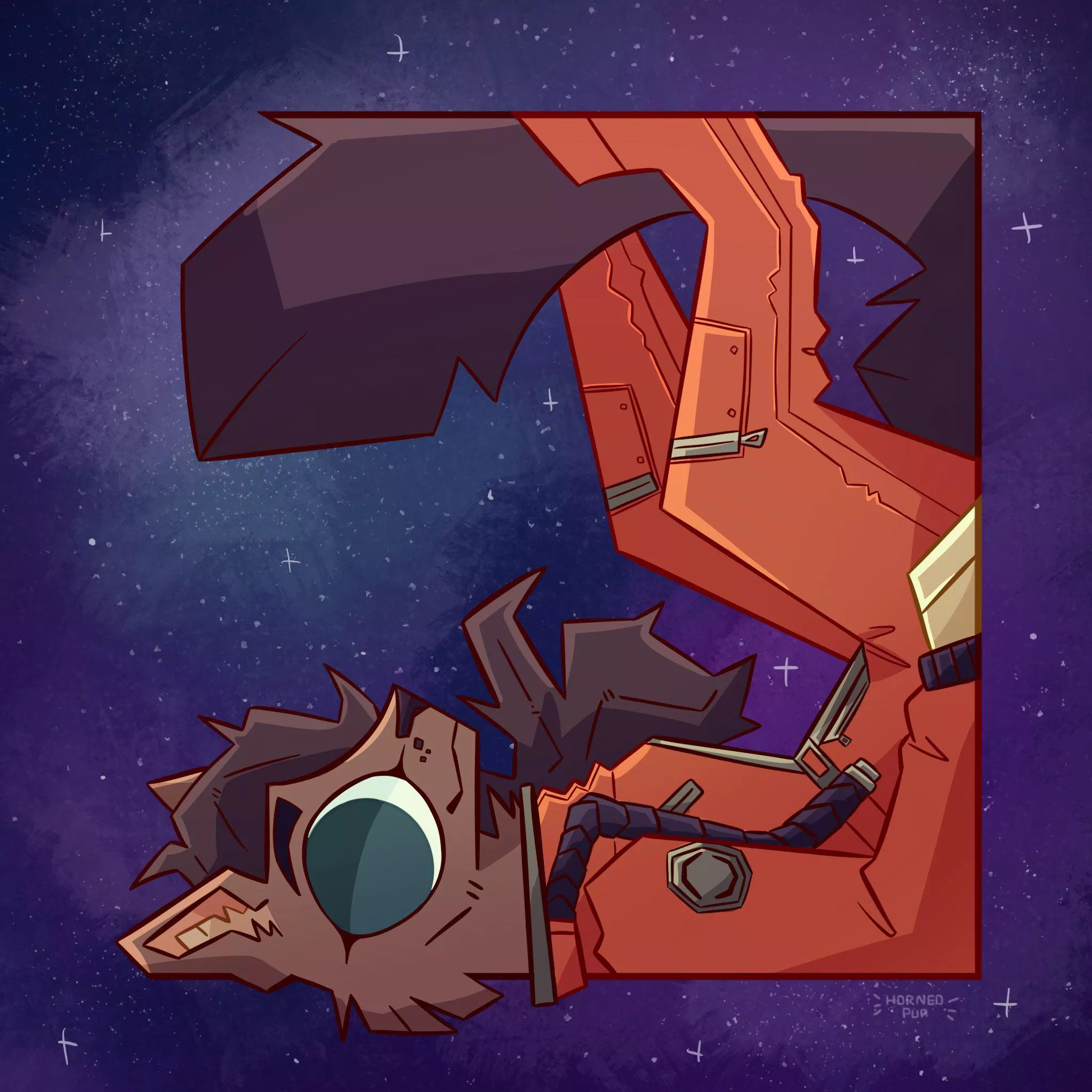 space cat! Another commission done! [OC] [@hornedpup on Twitter]