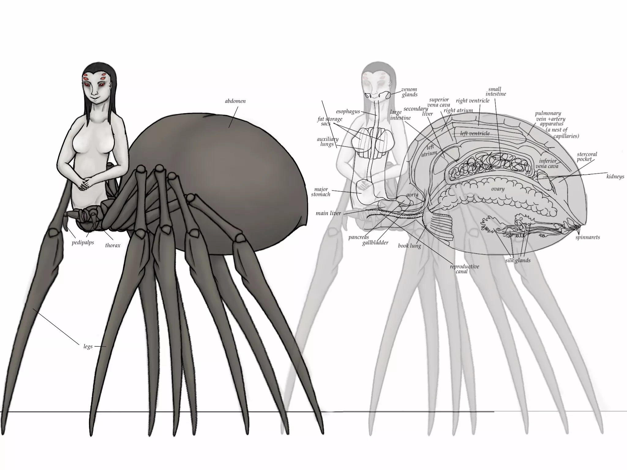 Speculative Anatomy for a Sci-fi Thing I'm Working On Speculative Anatomy for a Sci-fi Thing I'm Working On