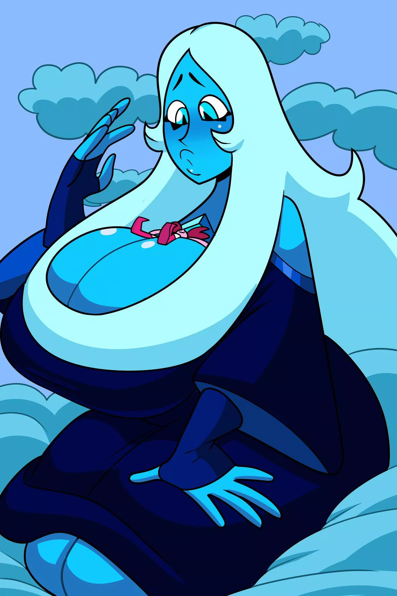 Spinel finds a comfy place to rest on Blue Diamond (art by SuperSpoe) Spinel finds a comfy place to rest on Blue Diamond (art by SuperSpoe)