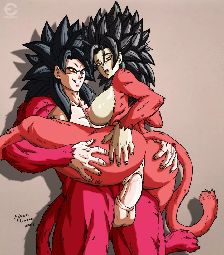 SSJ4 Goku x SSJ4 Caulifla (AnimeFreak)