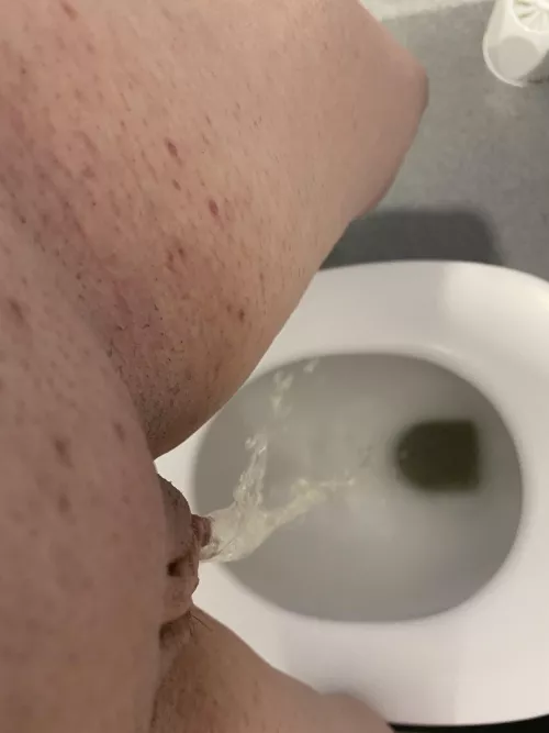 Standing piss in the toilet