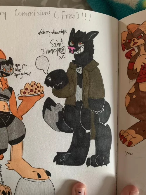 starry_dino_nights drew this awesome version of my fursona and I am completely in love with it! If you like how mine looks they might do one for you too. Just ask and find out. Thanks again r/starry_dino_nights