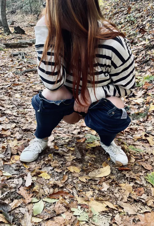 Stopping and squatting mid hike on the trail! The other hikers had to have seen me! π