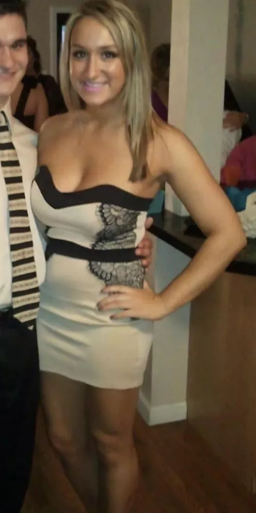 Strapless and probably not wearing a thing under that dress