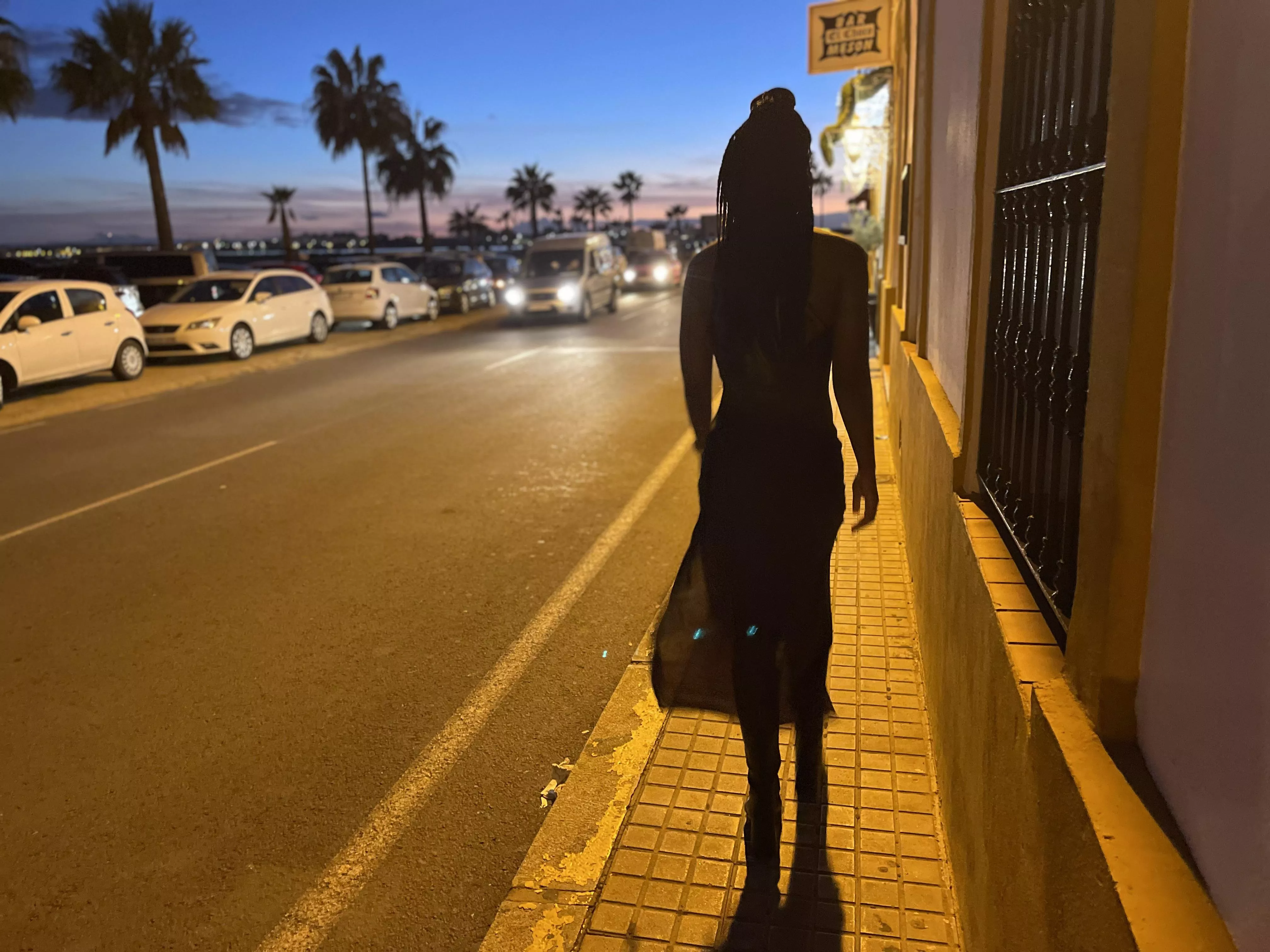 Streetlights and palm trees