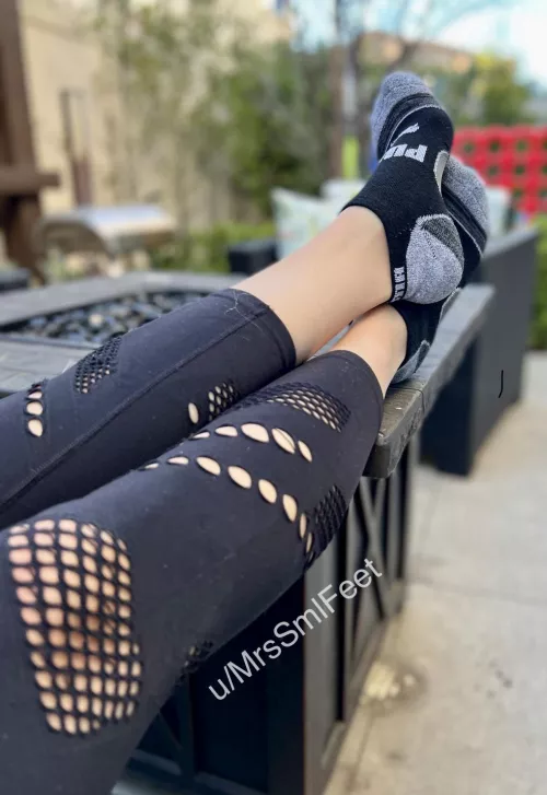 Stretching my legs out before my next workout