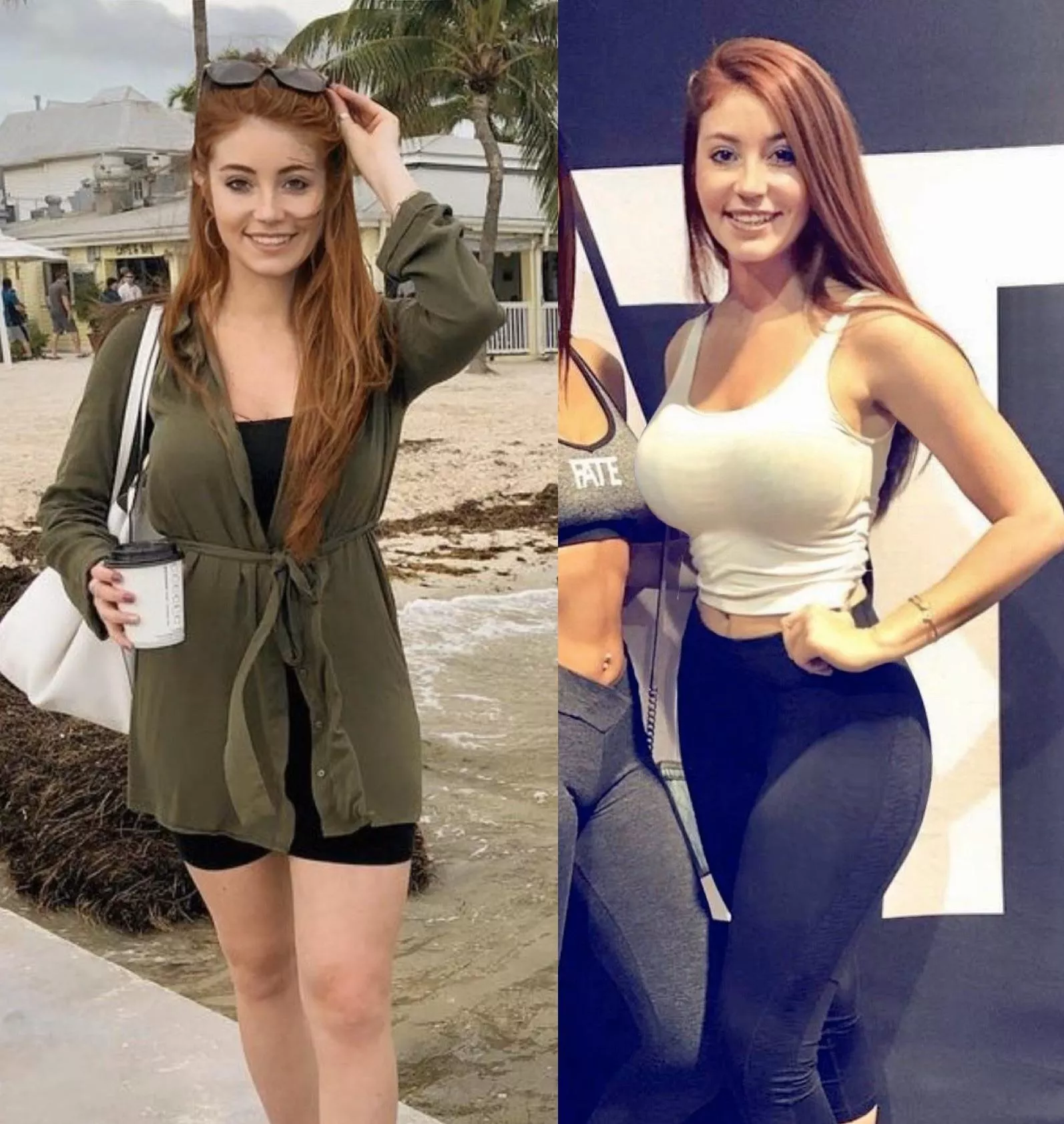 Stretching out her shirts