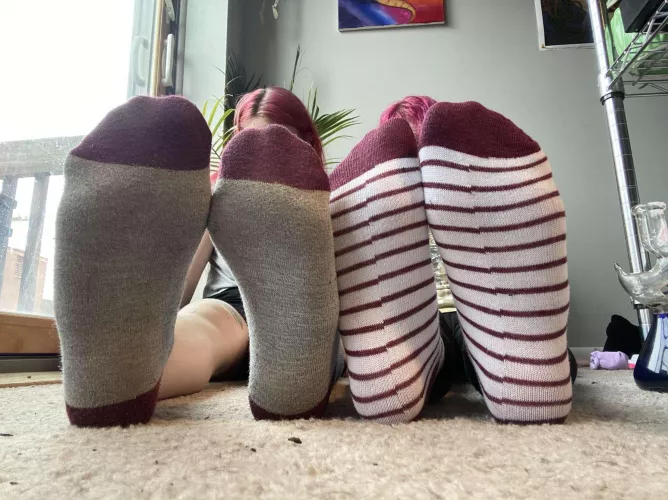 striped socks in the right