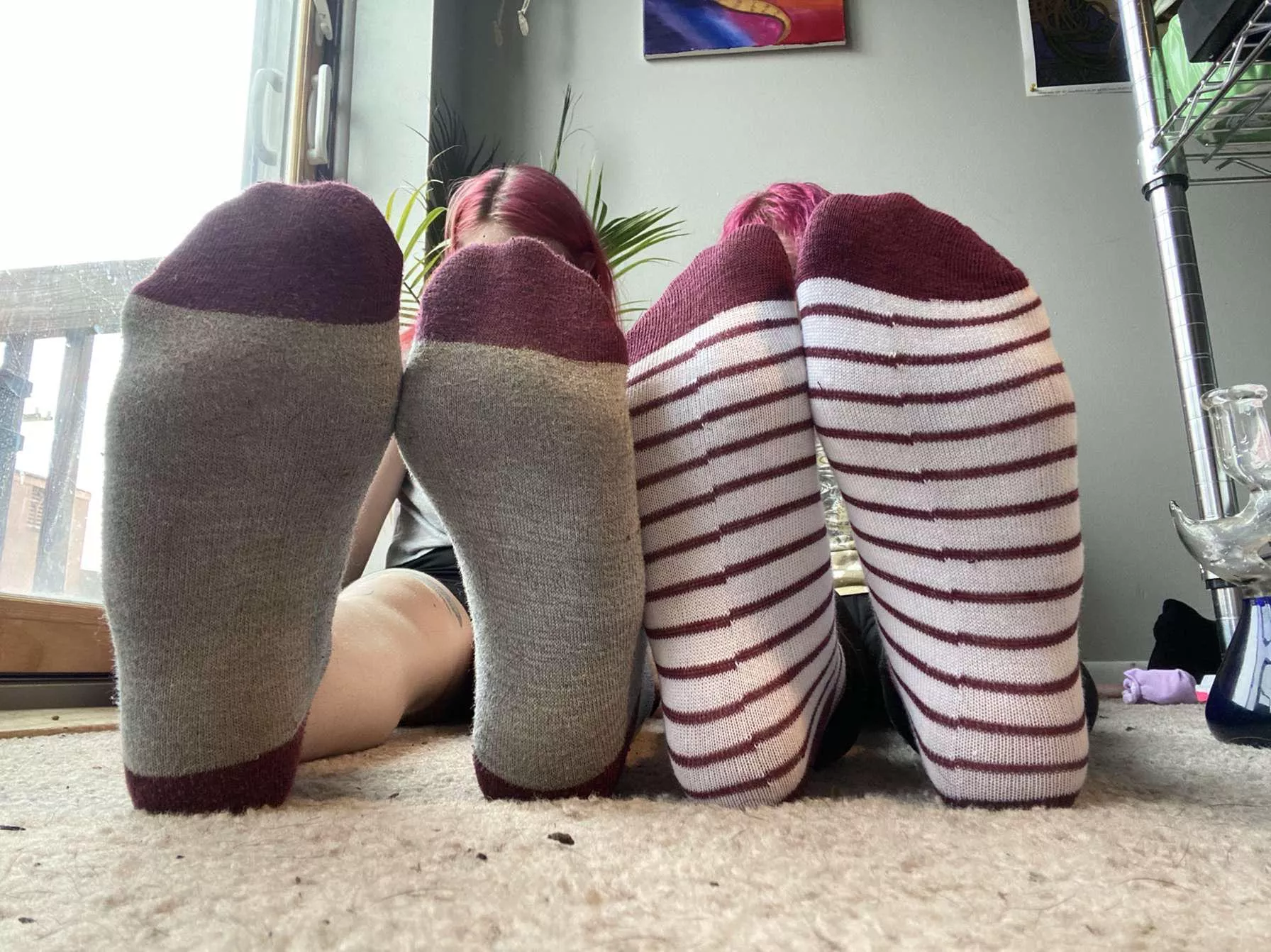 striped socks in the right