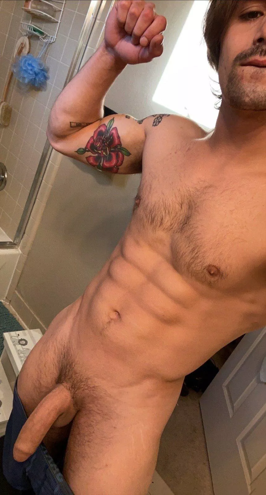 Suck on my cock, While I flex.