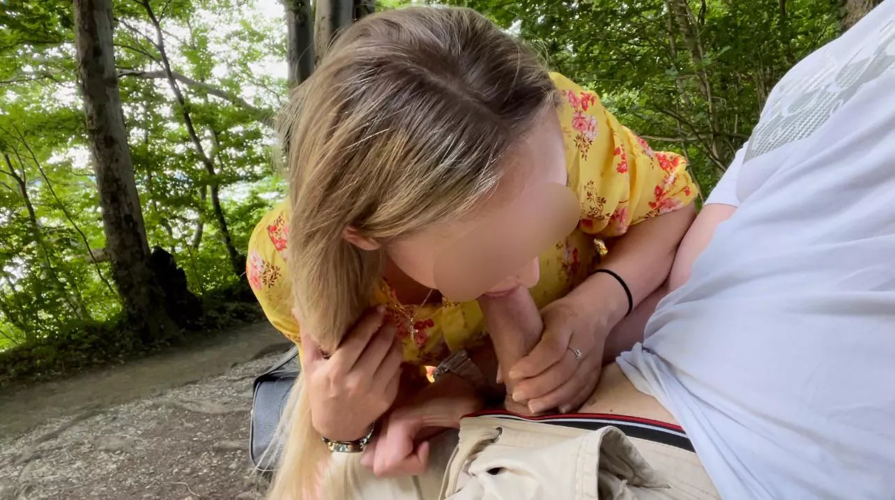 Sucking cock after a walk