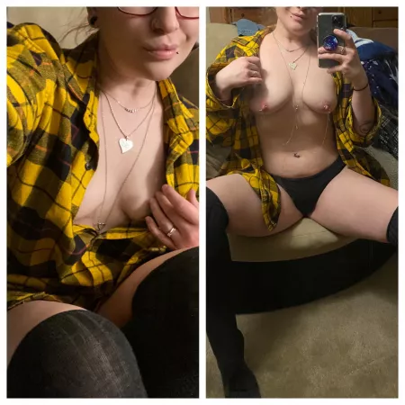 Sunday’s are for thigh highs and oversized flannel shirts [F]