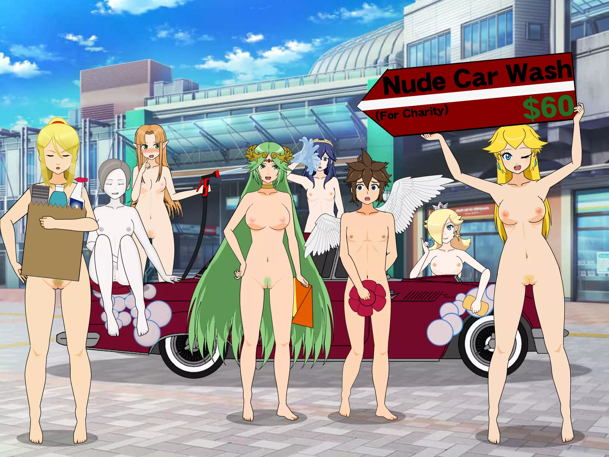 Super Car Wash Bros Pit Palutena Samus Peach Rosalina Wii Fit