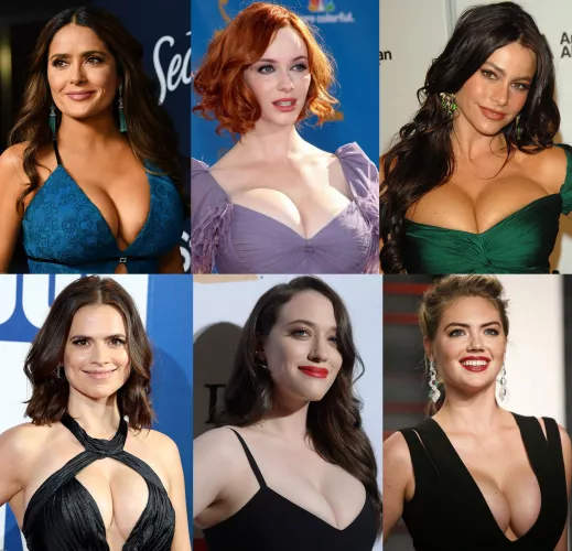 Super horny for some big tits amd I really need some help cumming to them. (Kate Upton, Salma Hayek, Christina Hendricks, Sofia Vergara, Hayley Atwell, and Kat Dennings)