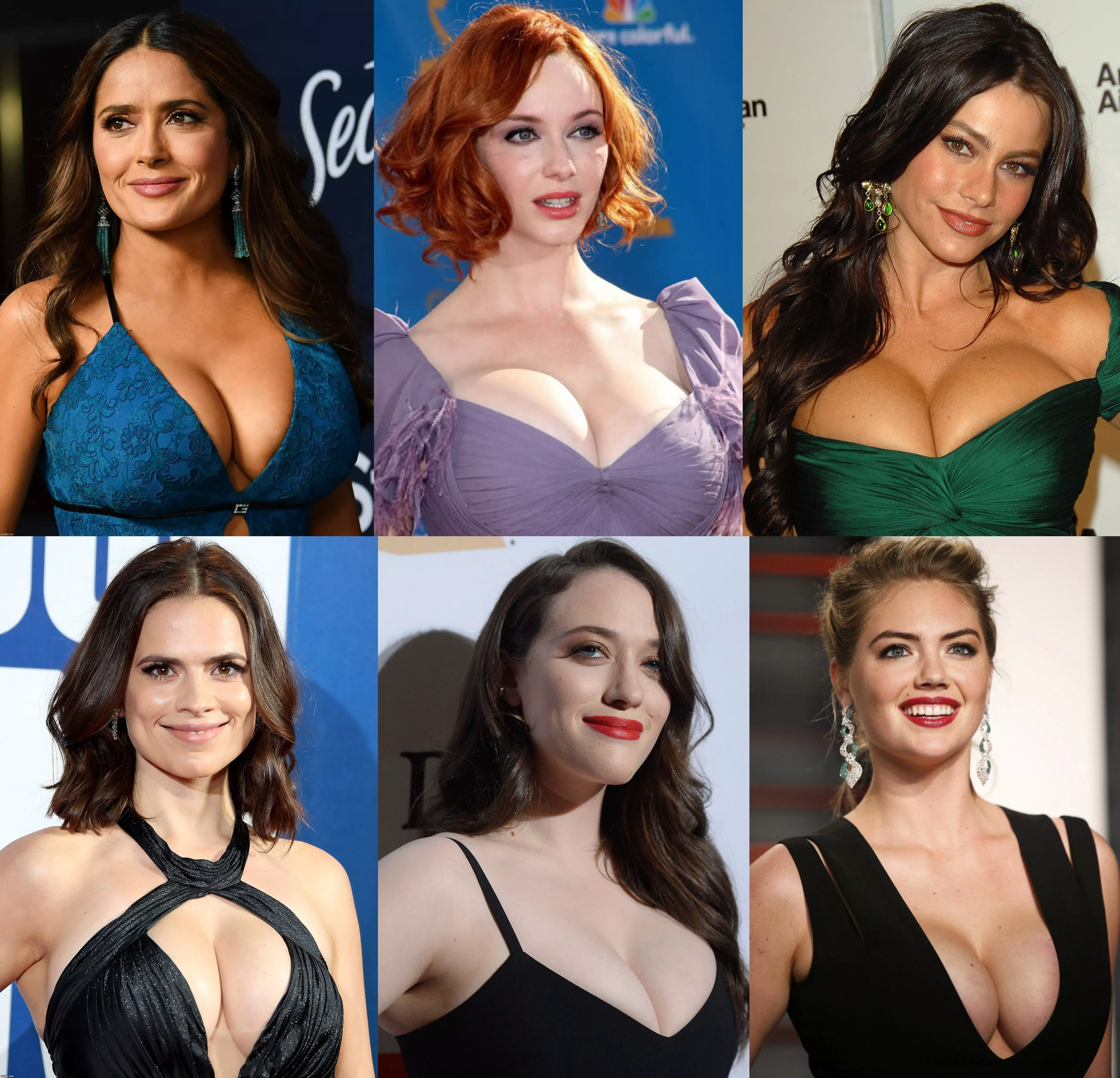 Super horny for some big tits amd I really need some help cumming to them. (Kate Upton, Salma Hayek, Christina Hendricks, Sofia Vergara, Hayley Atwell, and Kat Dennings)