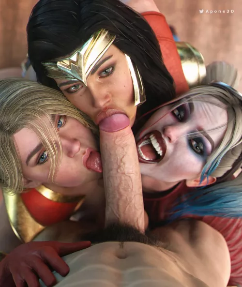 Supergirl, Wonder Woman & Harley (Apone3D)