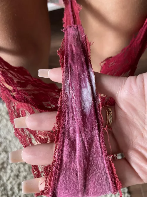 Sweaty and creamy panties after today’s gym session 👅 I cum in them too 💦