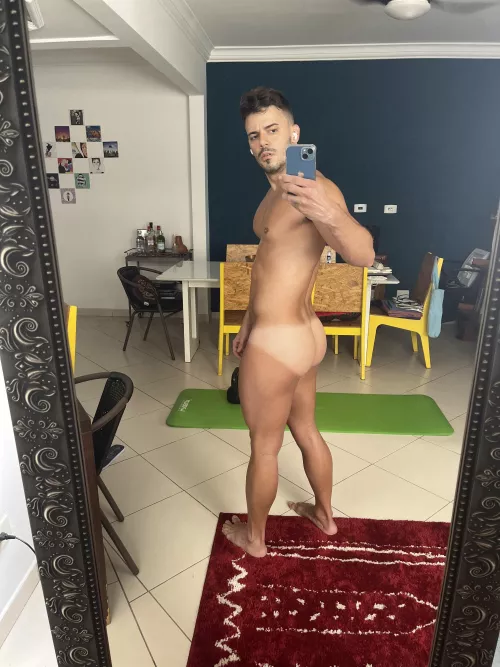 Sweaty and ready to walk on your back.