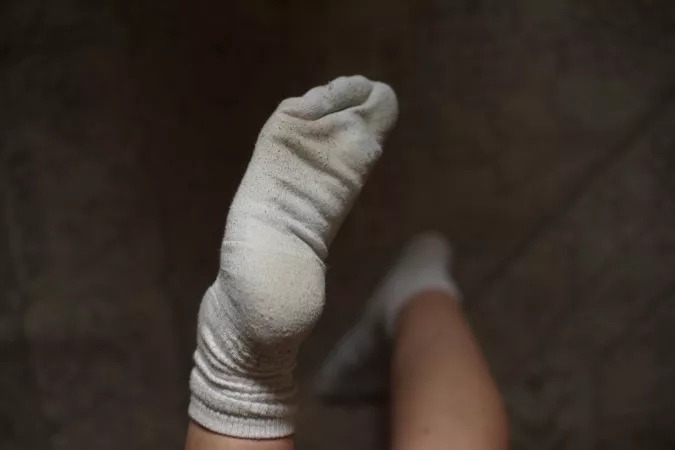 Sweaty and stuck to my toes