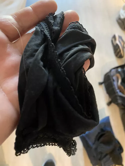 Swim Team Wearing Black and Simple Today. She’s in the Shower and Me Looking at Her Panty Choice all Laid Out.