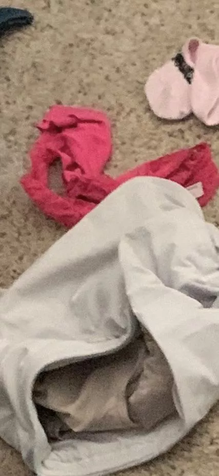 Swim Team’s Pink Panties, Running Shorts with Liner, and Socks Left in a Natural State. What a Slob!