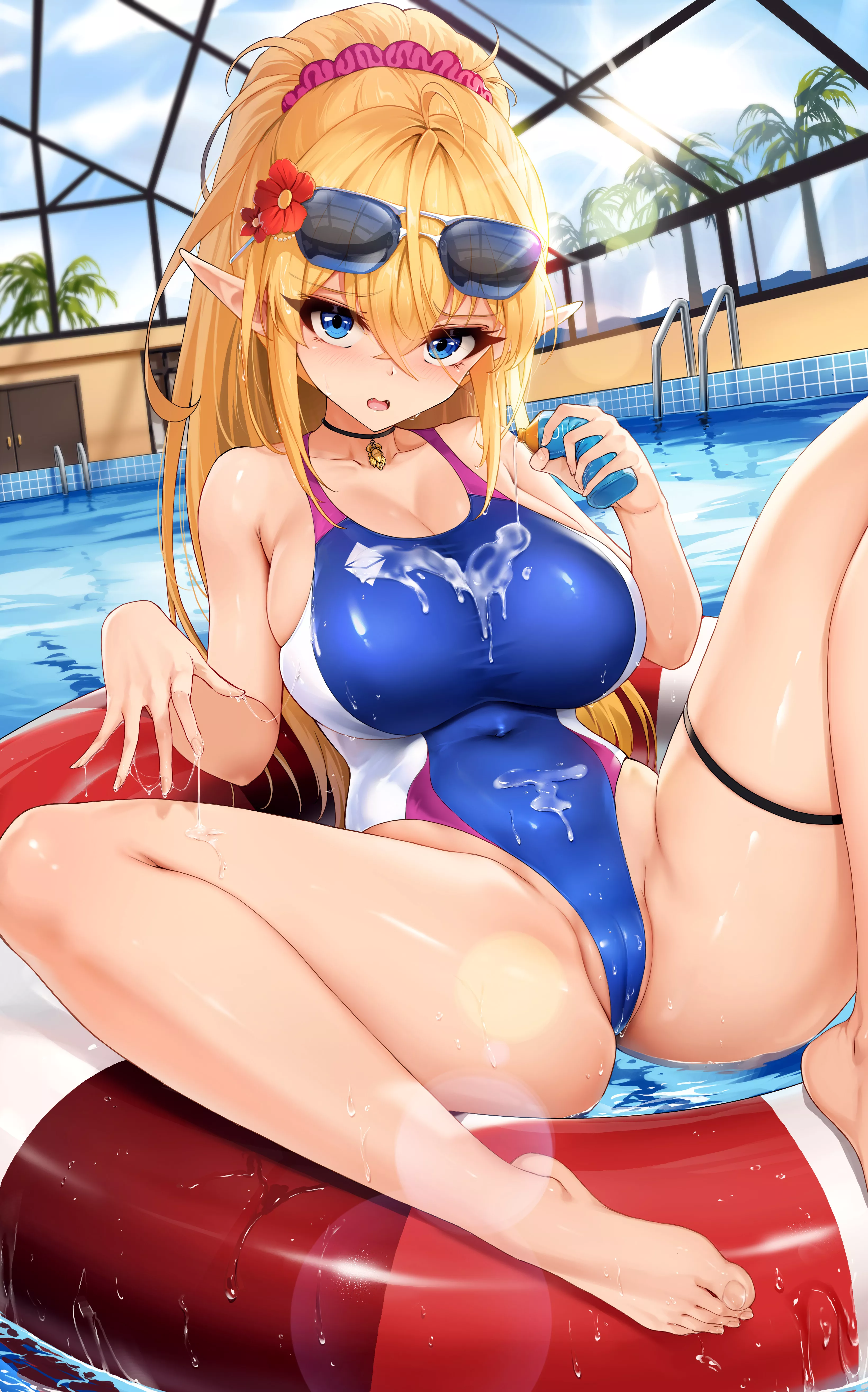 Swimsuit Ruri Putting On Oil In The Pool (Niliu Chahui) [Original]