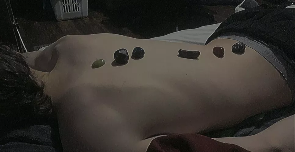 the best form of aftercare:)) i love to give my boyfriend long massages and put crystals on him after he uses me as his own personal cum dump🥰 so relaxed he fell asleep [@1:15:00]